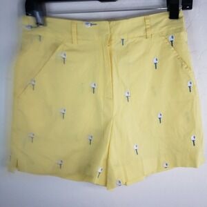 Lilly Pulitzer 26x5 Golf Shorts Women's Size 2 Yellow Embroidered Slash Pockets